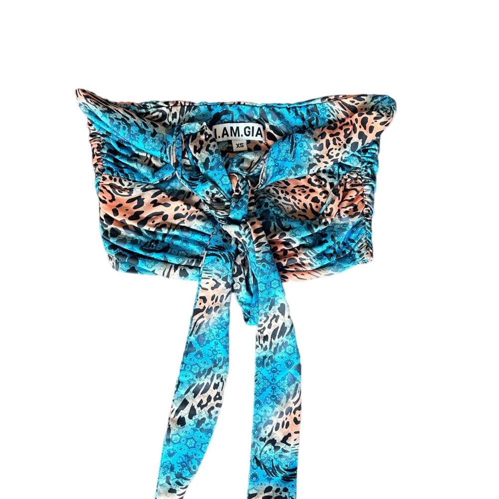 I.AM.GIA. Blue and Cheetah Top